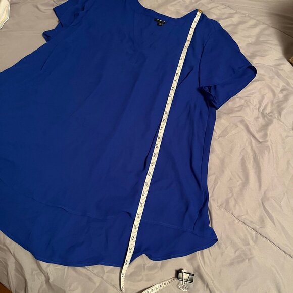 Torrid Size 1 Royal Blue Georgette Short Sleeve Blouse - Picture 5 of 6